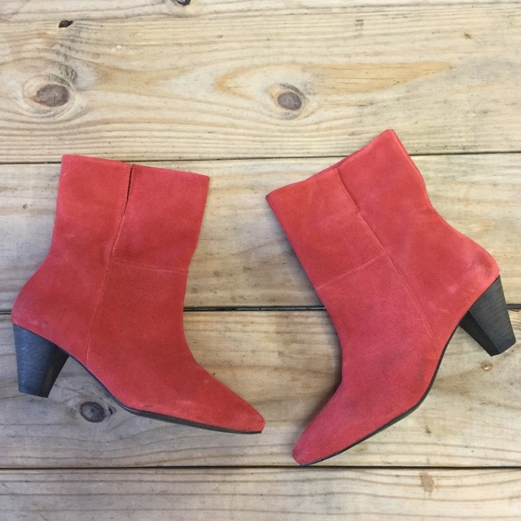 New Free People Adella Red Suede Ankle Boots - Picture 2 of 7
